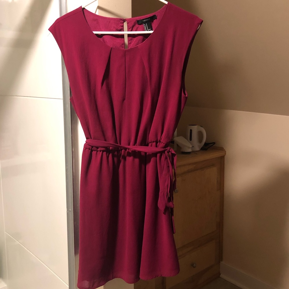 Magenta Dress with keyhole neckline
